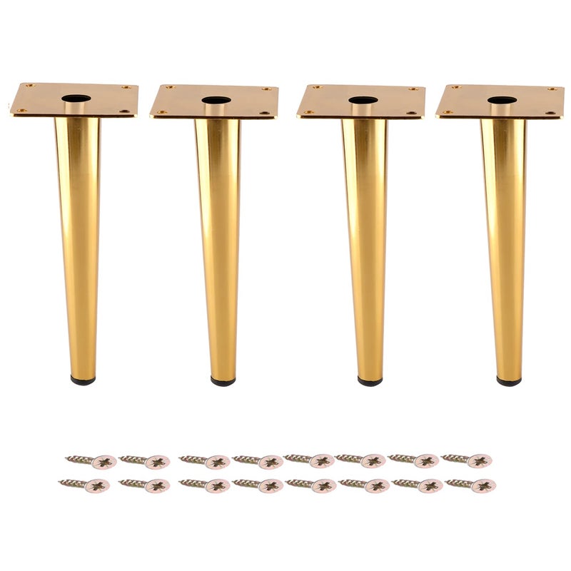 Osring 8 Inch Furniture Table Legs Golden, Steel Round Tapered Modern Sofa Feet, Straight Metal Furniture Legs Hardware for Cabinet and Couch, 4 Pack - Image 1
